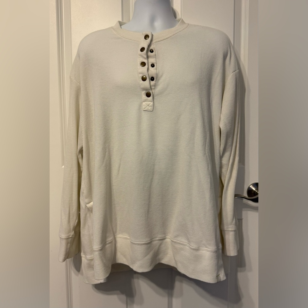 Cream Long Sleeve Henley Shirt